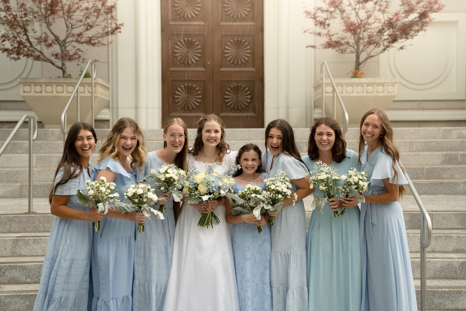 The bride and her bridesmaids